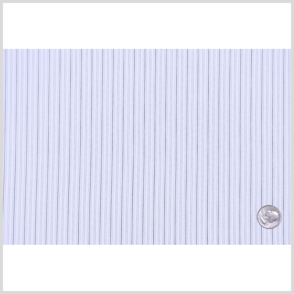 Cool White Striped Stretch Cotton Shirting Full