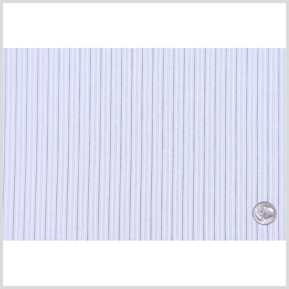 Cool White Striped Stretch Cotton Shirting Full