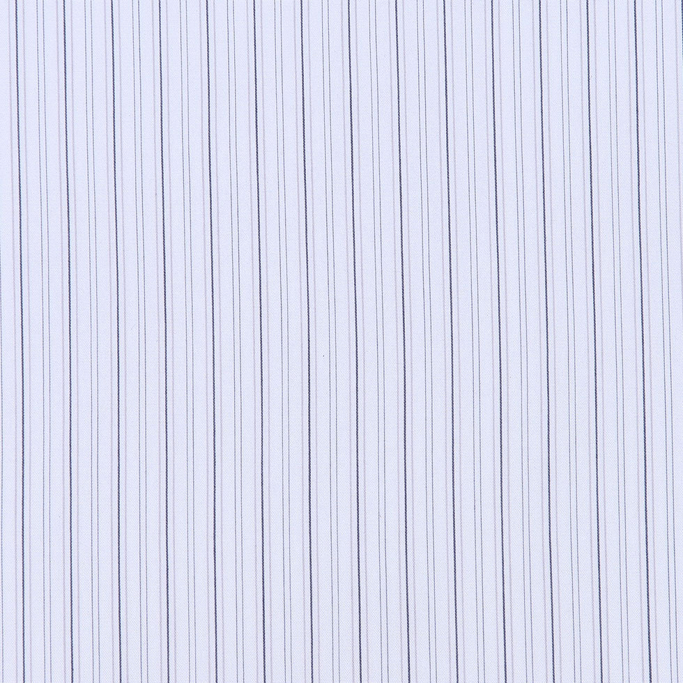 Cool White Striped Stretch Cotton Shirting