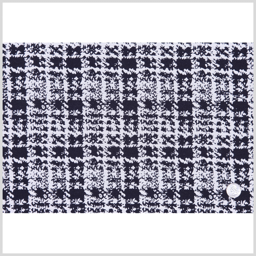 Italian Black and White Plaid Cotton Brocade Full