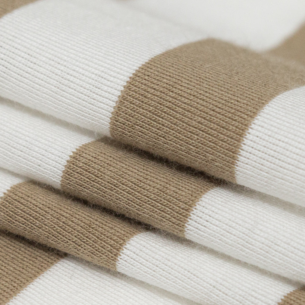 Incense and Marshmallow Awning Striped Cotton Jersey Folded