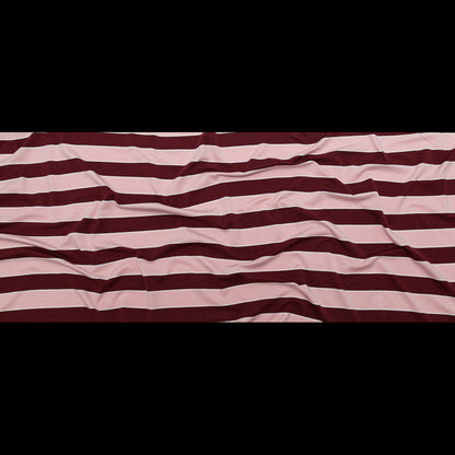 Quartz Pink, Dry Rose and Bright White Awning Striped Polyester Jersey Full
