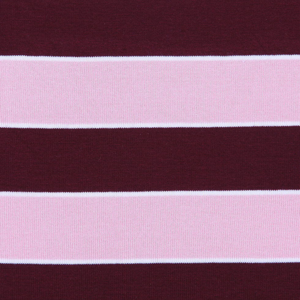 Pink and Burgndy Awing Striped Stretch Jersey Knit Detail