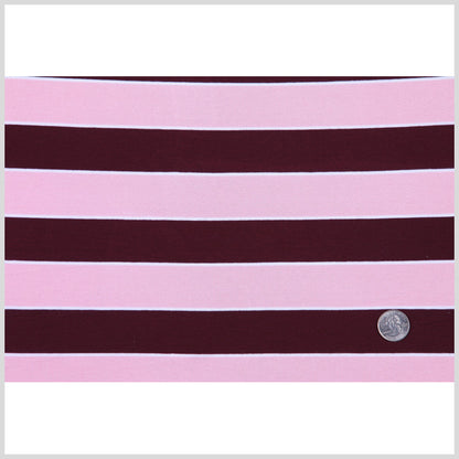 Pink and Burgndy Awing Striped Stretch Jersey Knit Full