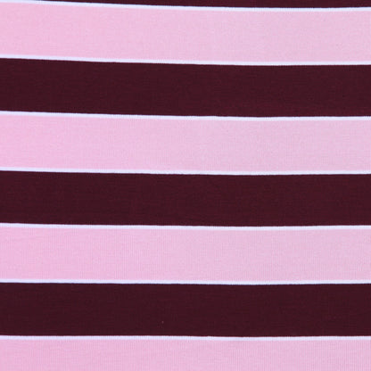 Pink and Burgndy Awing Striped Stretch Jersey Knit