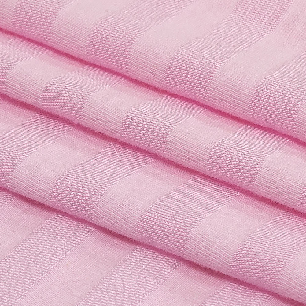 Baby Pink Tonal Stripes Cotton and Rayon Jersey Folded