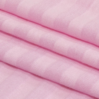 Baby Pink Tonal Stripes Cotton and Rayon Jersey Folded