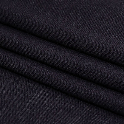 Midnight Navy Cotton and Rayon Jersey Folded