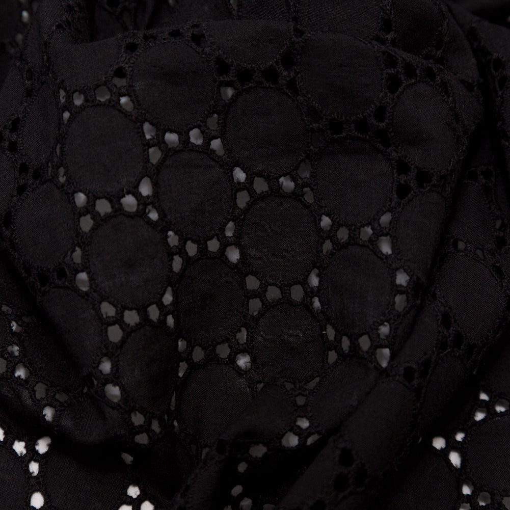 Famous NYC Designer After Dark Circular Embroidered Cotton Eyelet Detail