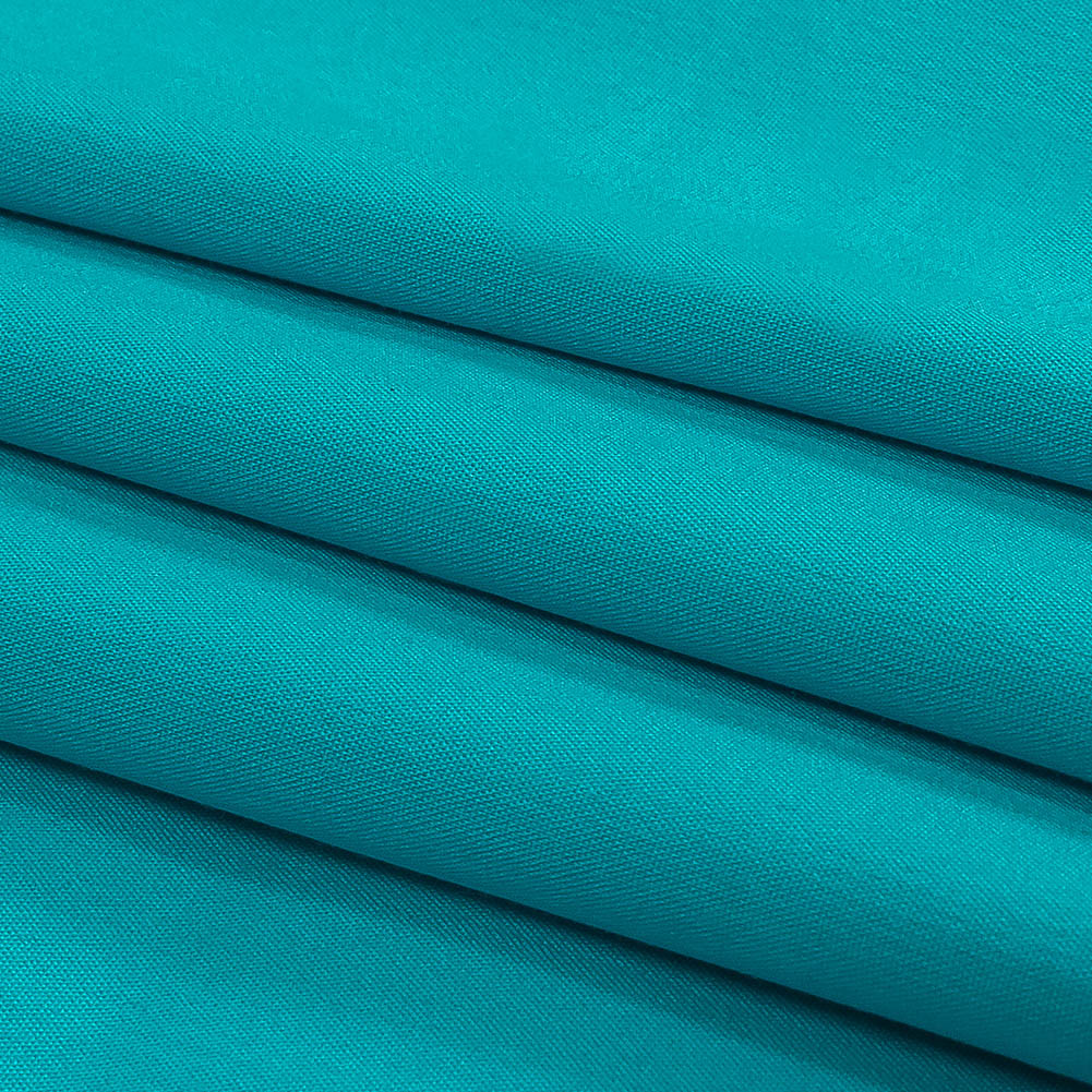Turquoise Stretch Cotton and Nylon Shirting Folded