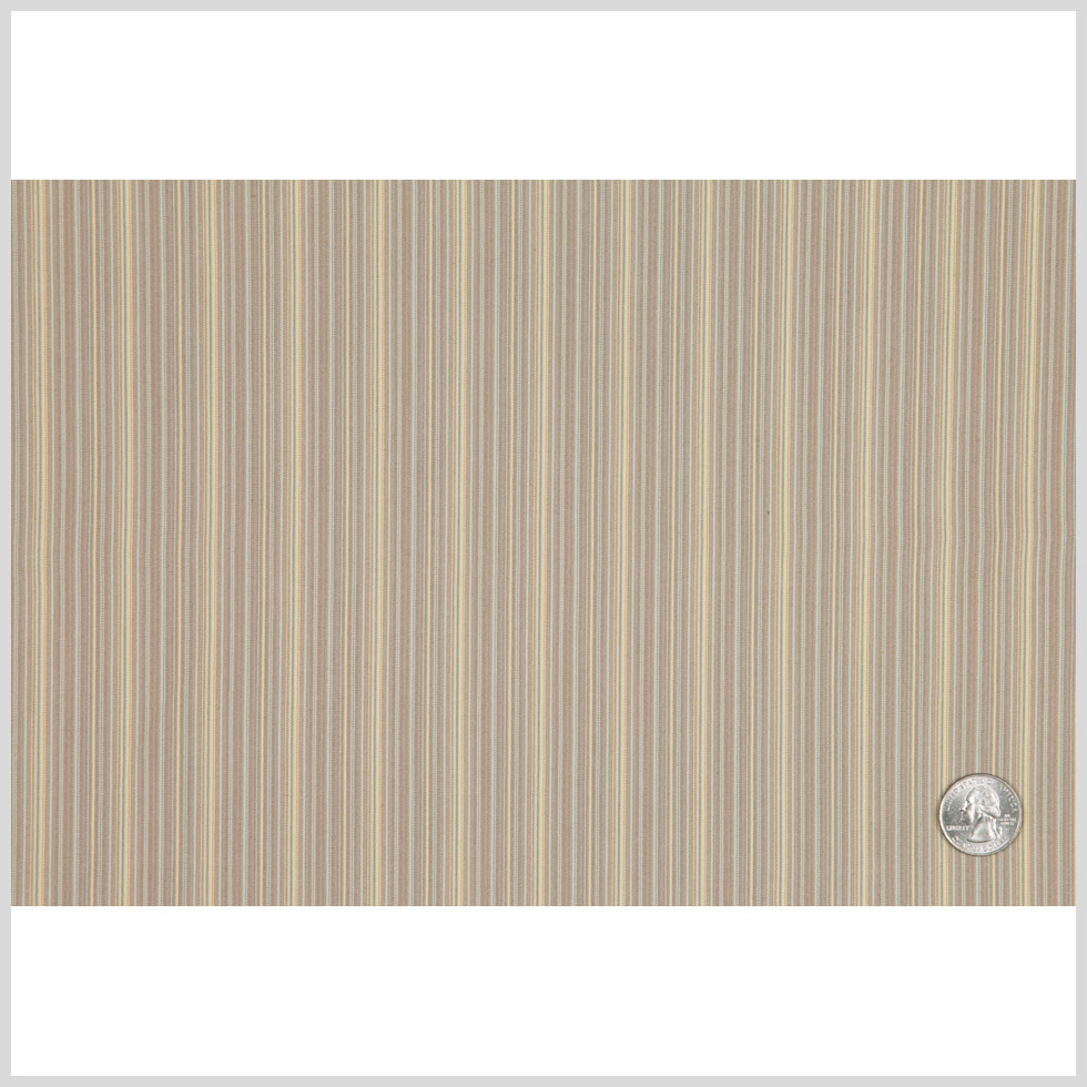 Italian Beige and Yellow Barcode Striped Stretch Cotton Suiting Full