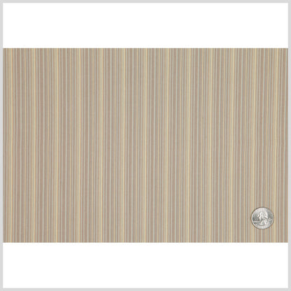 Italian Beige and Yellow Barcode Striped Stretch Cotton Suiting Full