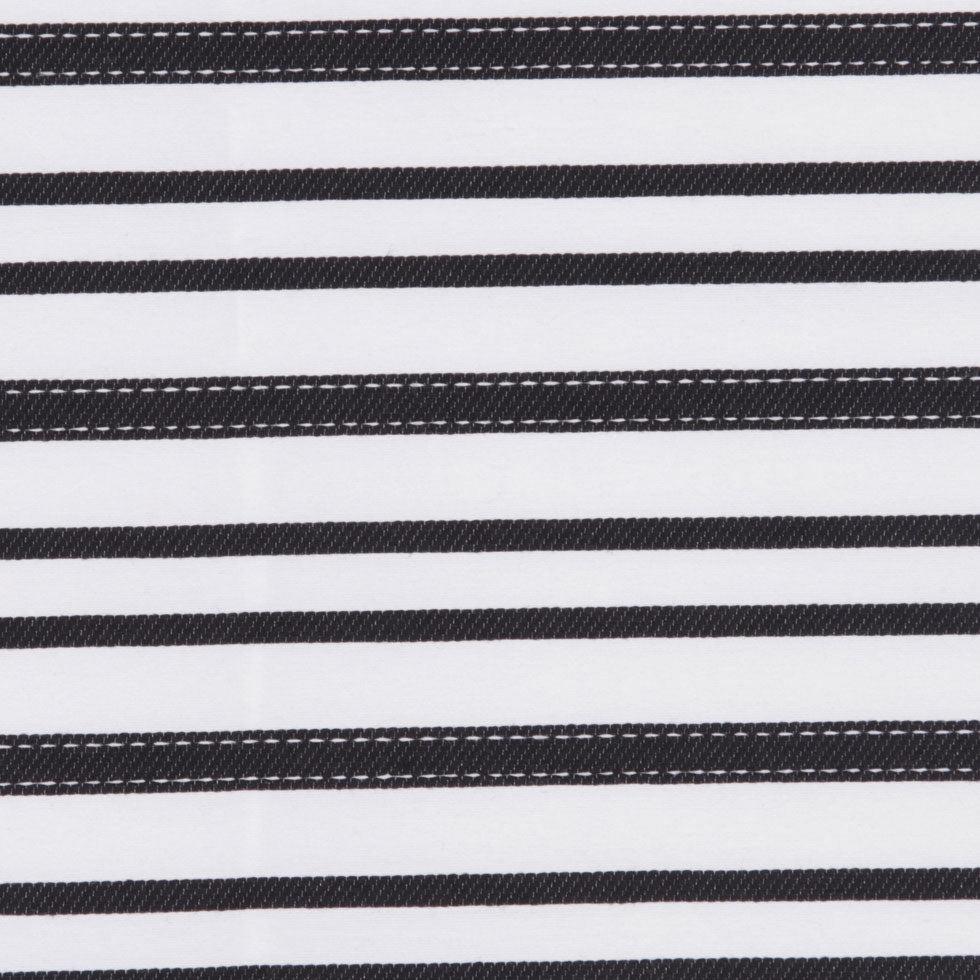 Italian Black and White Textured-Stripe Shirting Detail
