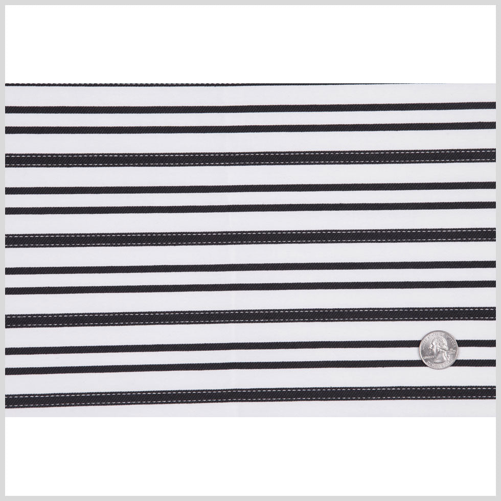 Italian Black and White Textured-Stripe Shirting Full