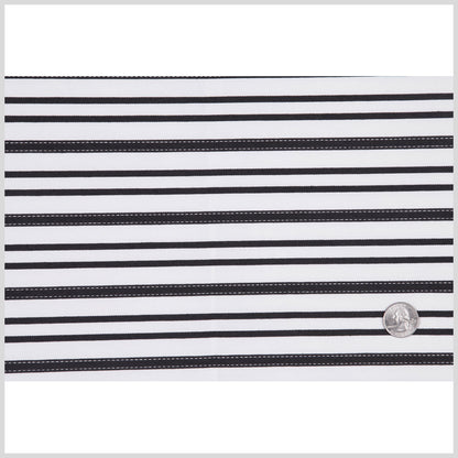 Italian Black and White Textured-Stripe Shirting Full