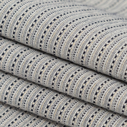 True Navy and Metallic Gold Striped Cotton Tweed Folded