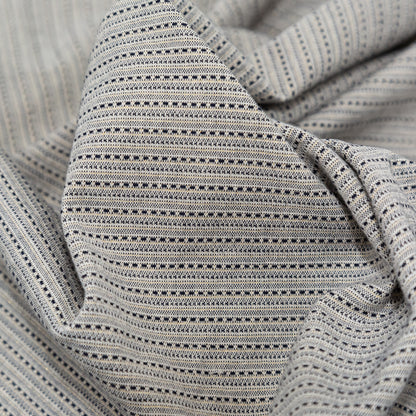 True Navy and Metallic Gold Striped Cotton Tweed Detail
