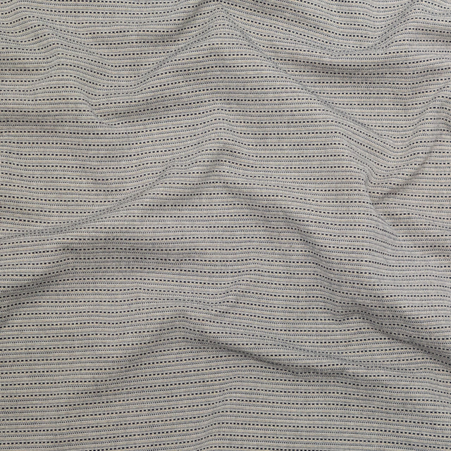 True Navy and Metallic Gold Striped Cotton Tweed