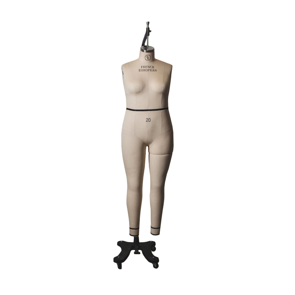 Full Body Women's Dress Form by French European - Includes Two Removable Arms, Base and Stand - Sizes 2-20 with Option for Removable Leg - Folded