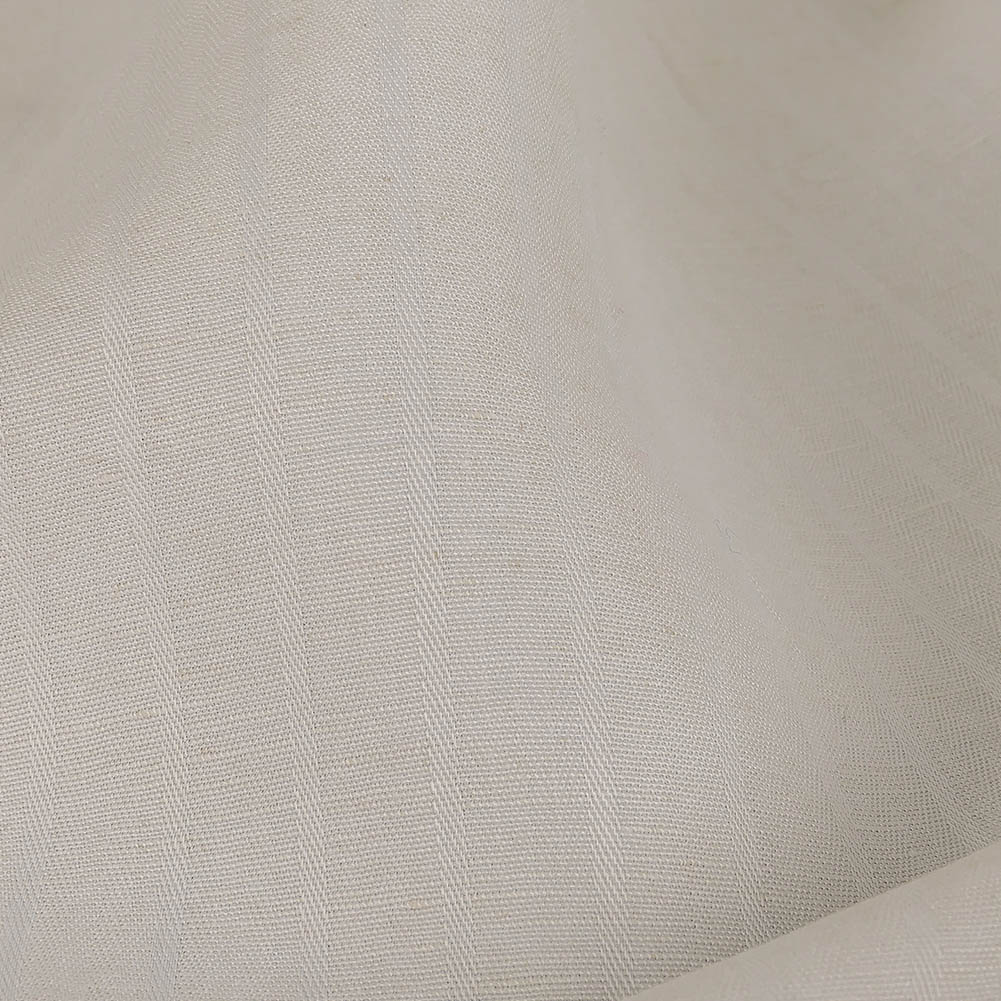 Ivory Twill Striped Linen and Rayon Woven Detail