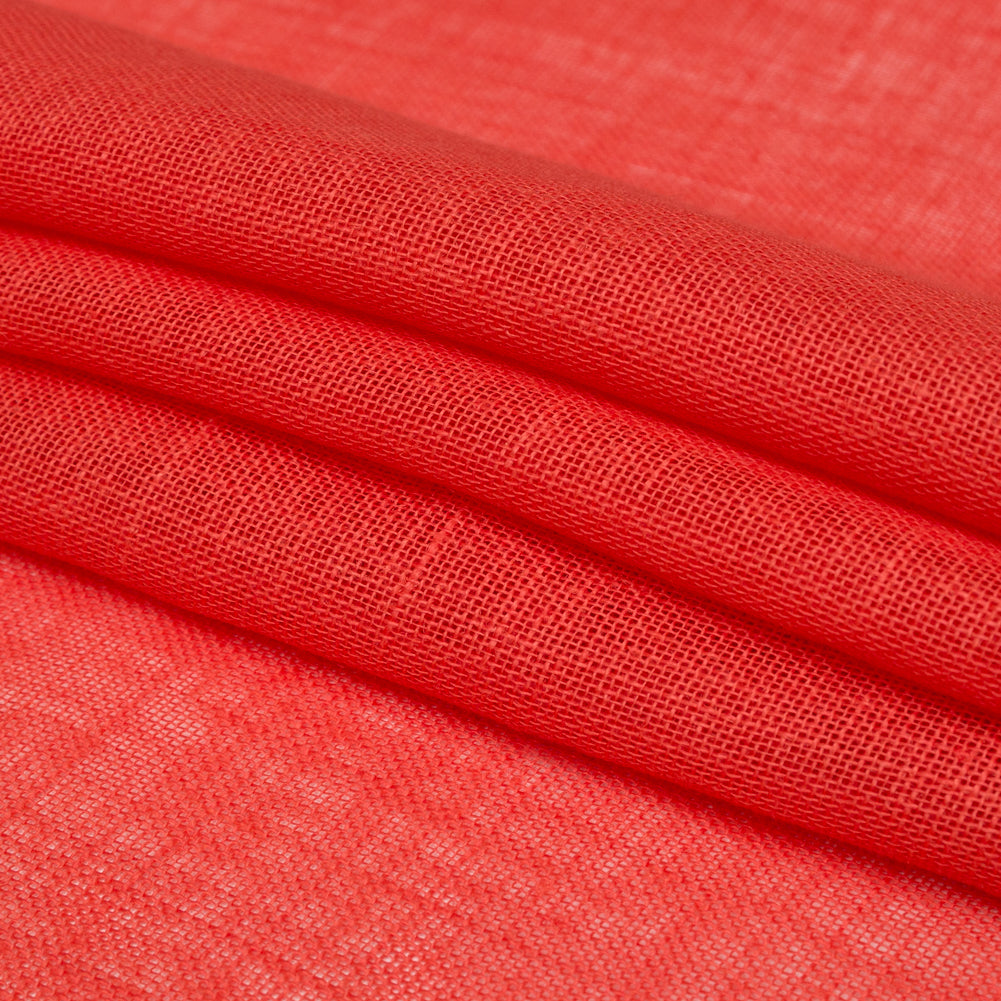 Loosely Woven Coral Linen Folded