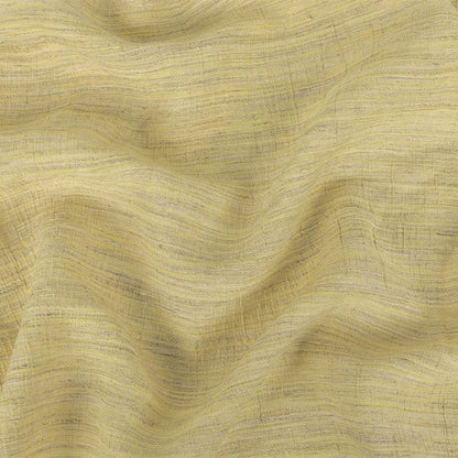 Pale Lemon, Ivory and Beige Striated Crinkled Linen and Polyester Double Cloth