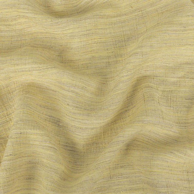 Pale Lemon, Ivory and Beige Striated Crinkled Linen and Polyester Double Cloth