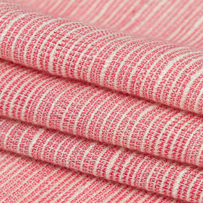 Italian Fruit Dove and Vaporous Gray Striated Linen and Rayon Woven Folded