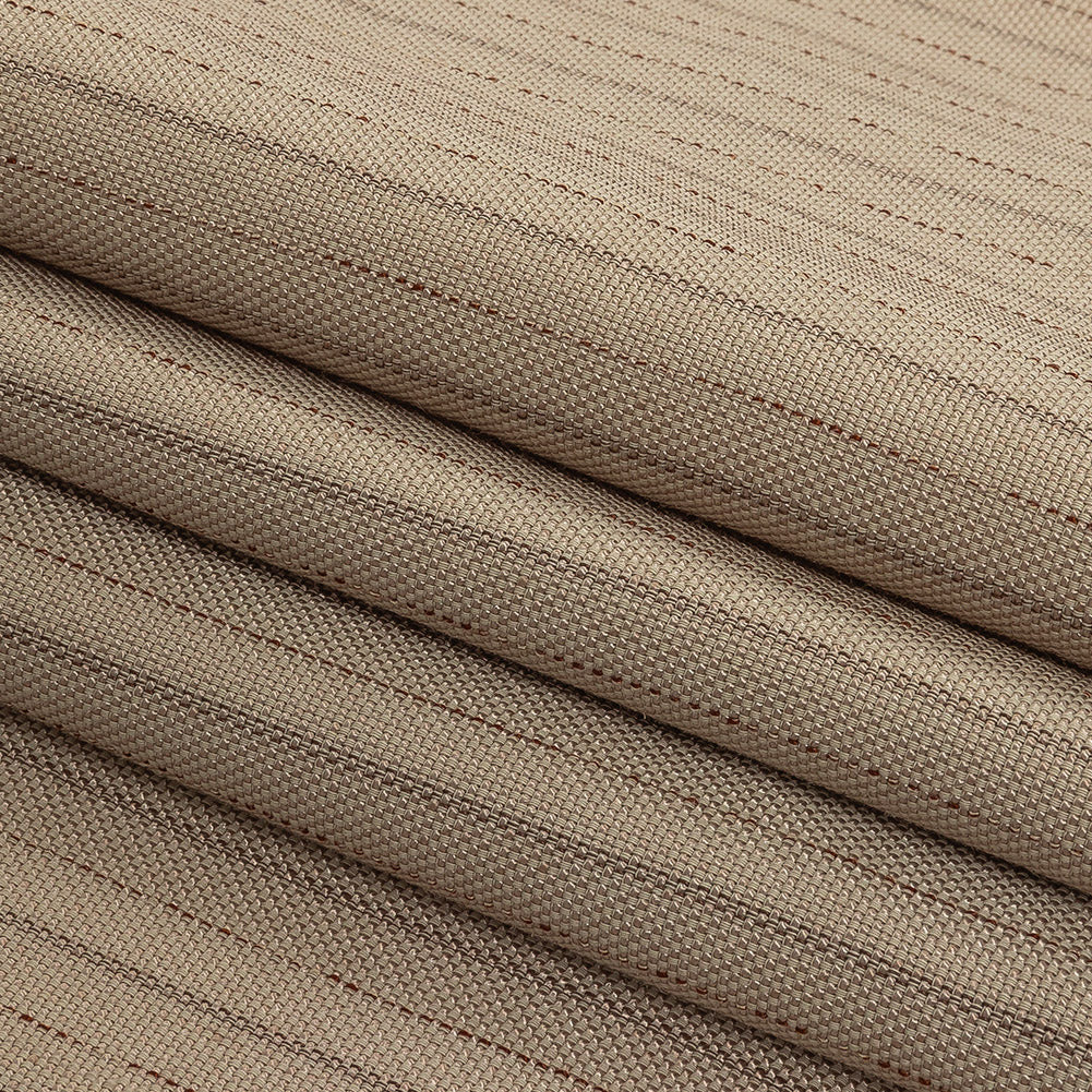 Oyster Gray and Tiramisu Striped Linen and Rayon Woven Folded