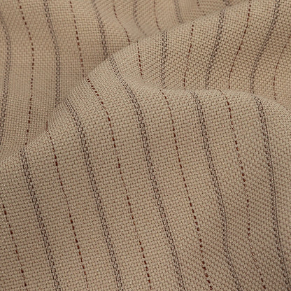 Oyster Gray and Tiramisu Striped Linen and Rayon Woven Detail