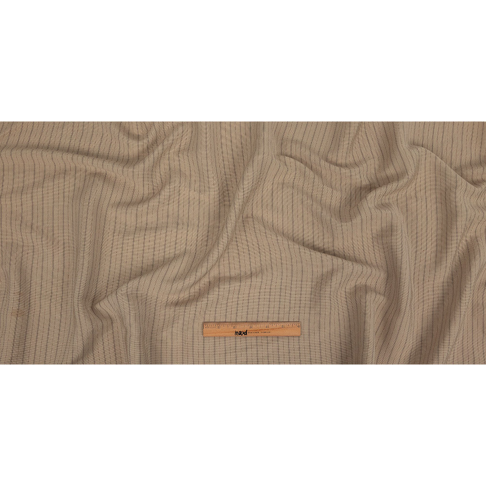 Oyster Gray and Tiramisu Striped Linen and Rayon Woven Full