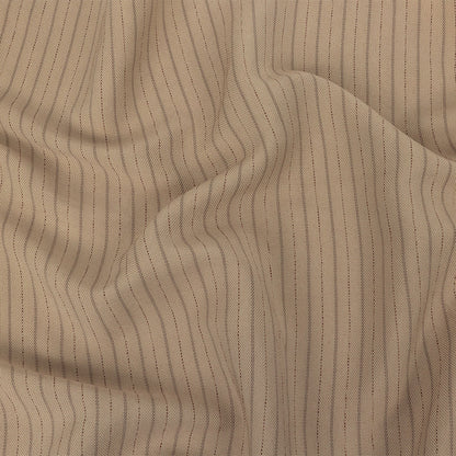 Oyster Gray and Tiramisu Striped Linen and Rayon Woven