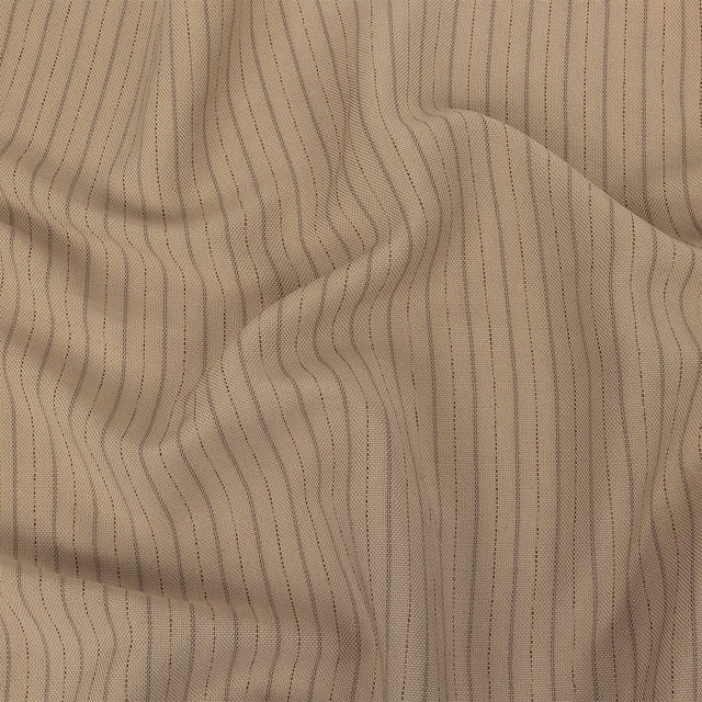 Oyster Gray and Tiramisu Striped Linen and Rayon Woven