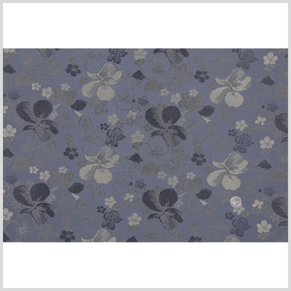 Italian Stone and Pale Gold Stretch Floral Polyester Jacquard/Brocade Full