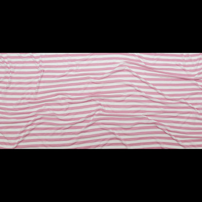 Pressed Rosebloom and Bright White Bengal Striped Polyester Jersey Full