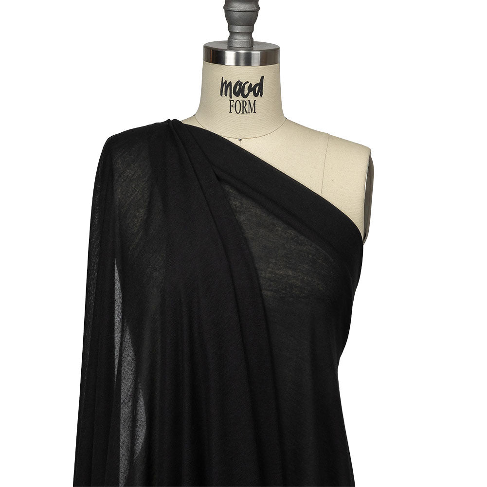 Black Polyester Lightweight Sweater Knit Drape