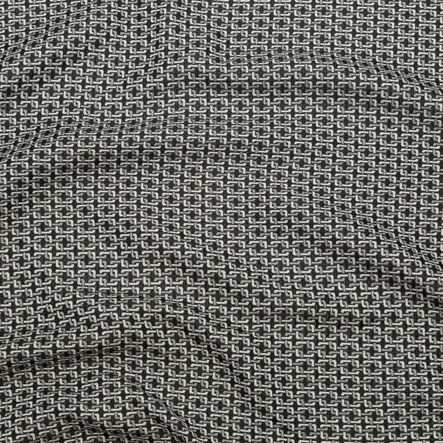 Pelican and Black Olive Geometric Reversible Polyester Jacquard
