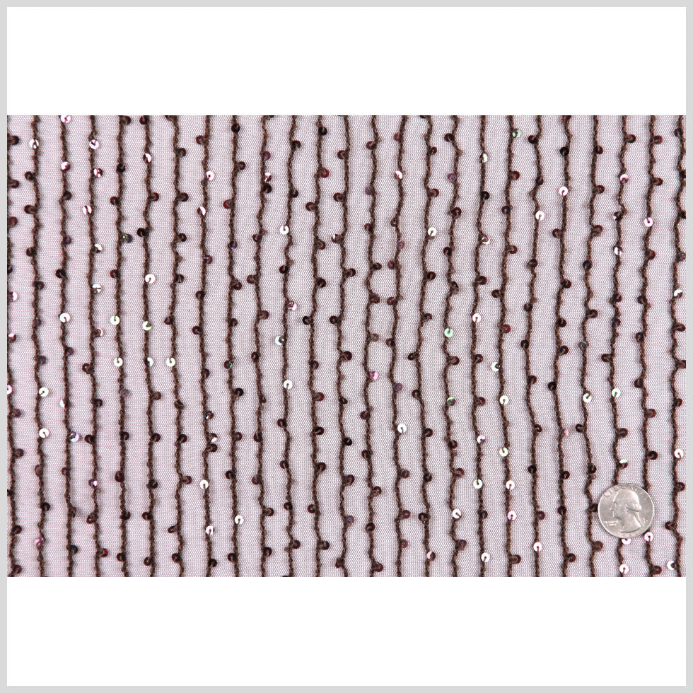 Chocolate Sequin Striped Mesh Full
