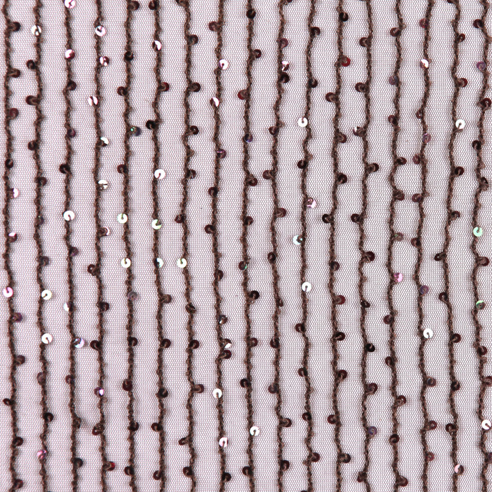Chocolate Sequin Striped Mesh