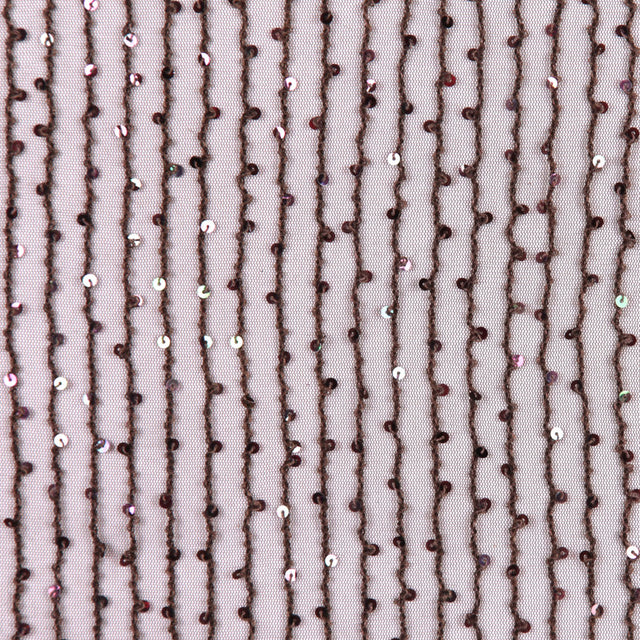 Chocolate Sequin Striped Mesh
