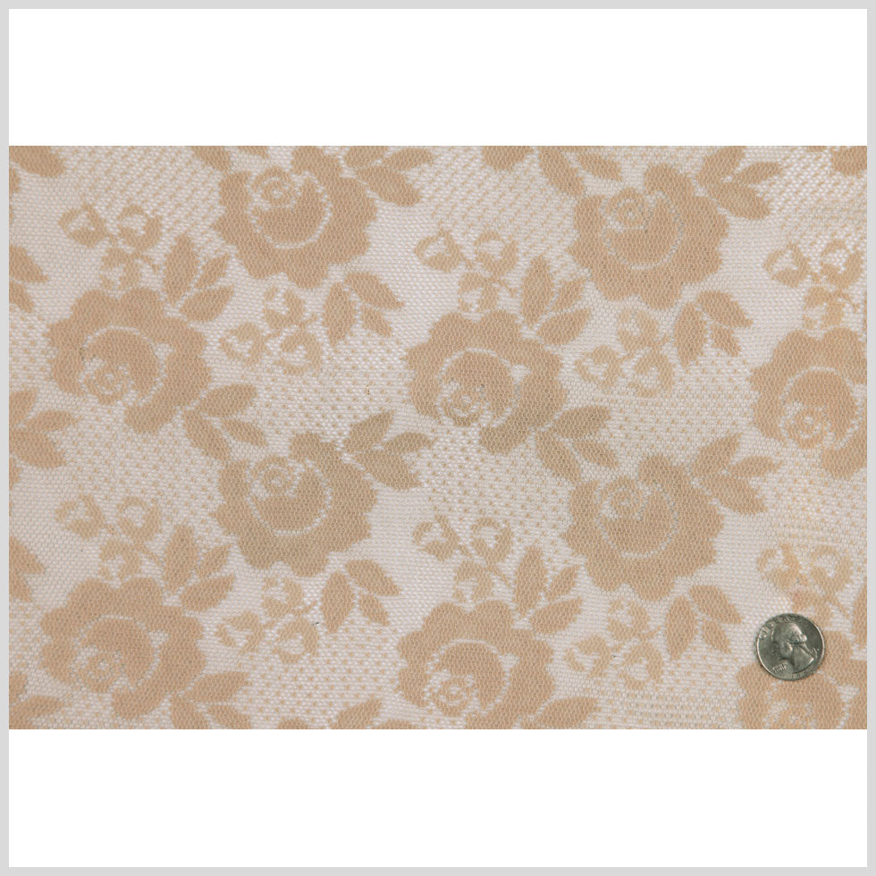 Beige Floral Polyester Lace Full