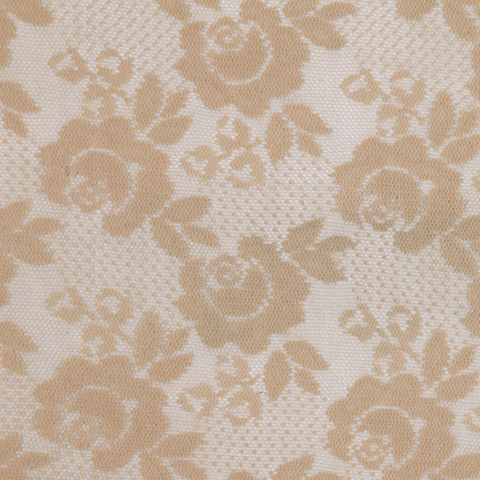 Beige Floral Polyester Lace