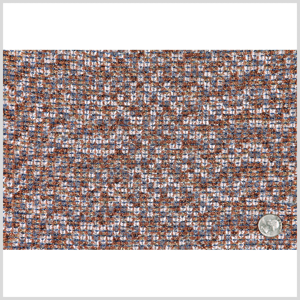 Famous NYC Designer Metallic Copper/Gray/Blue Novelty Woven Full