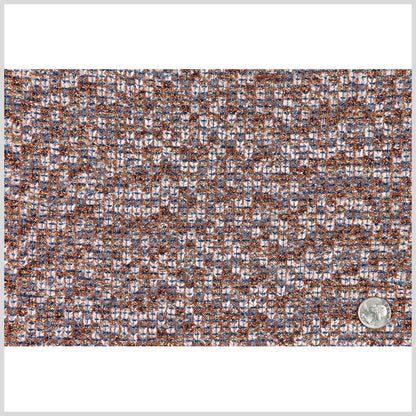 Famous NYC Designer Metallic Copper/Gray/Blue Novelty Woven Full