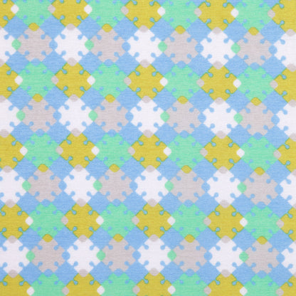 Horizon Blue, Vibrant Green and Golden Palm Geometric Polyester Jersey