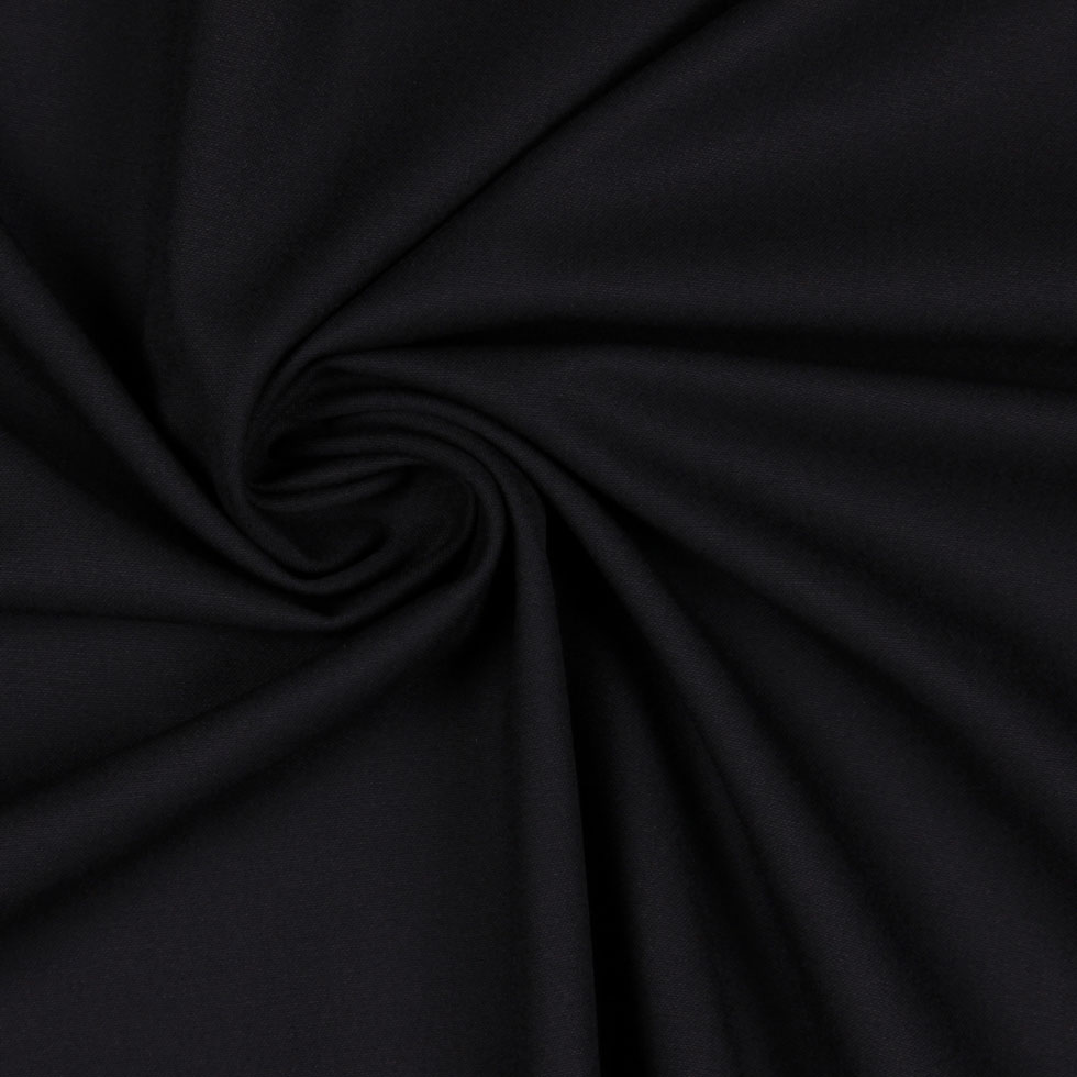 Italian Black Stretch Polyester-Viscose Suiting Detail