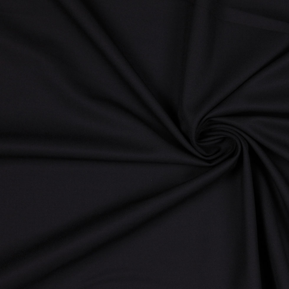 Italian Black Stretch Polyester-Viscose Suiting