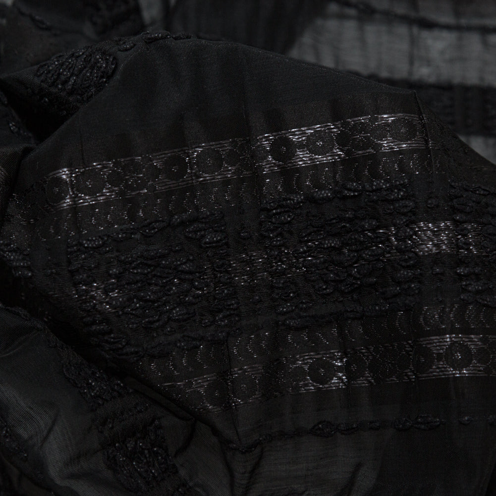 Raven and Silver Shadow Striped Novelty Sheer Jacquard Detail