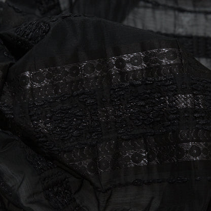 Raven and Silver Shadow Striped Novelty Sheer Jacquard Detail