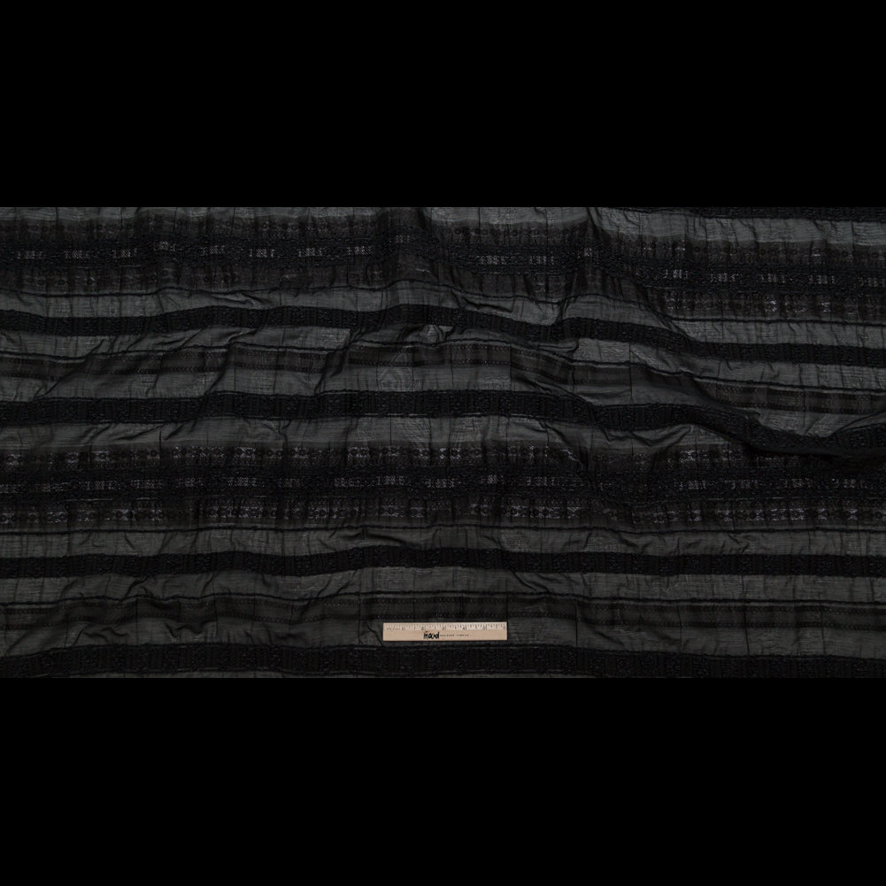 Raven and Silver Shadow Striped Novelty Sheer Jacquard Full
